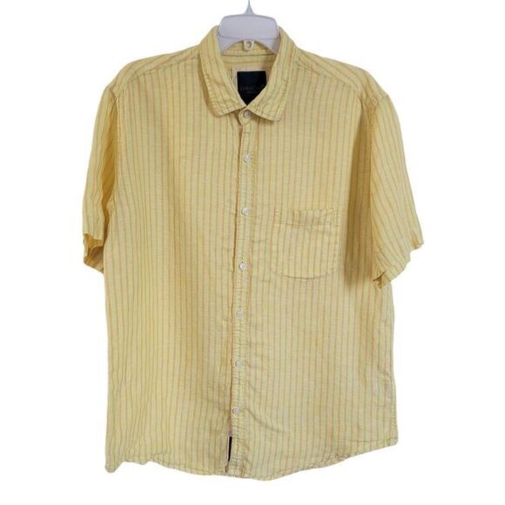 Linen Club Studio Genuine European Linen Contemporary Fit Yellow ButtonUp Sz Med